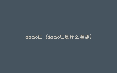 dock栏（dock栏是什么意思）